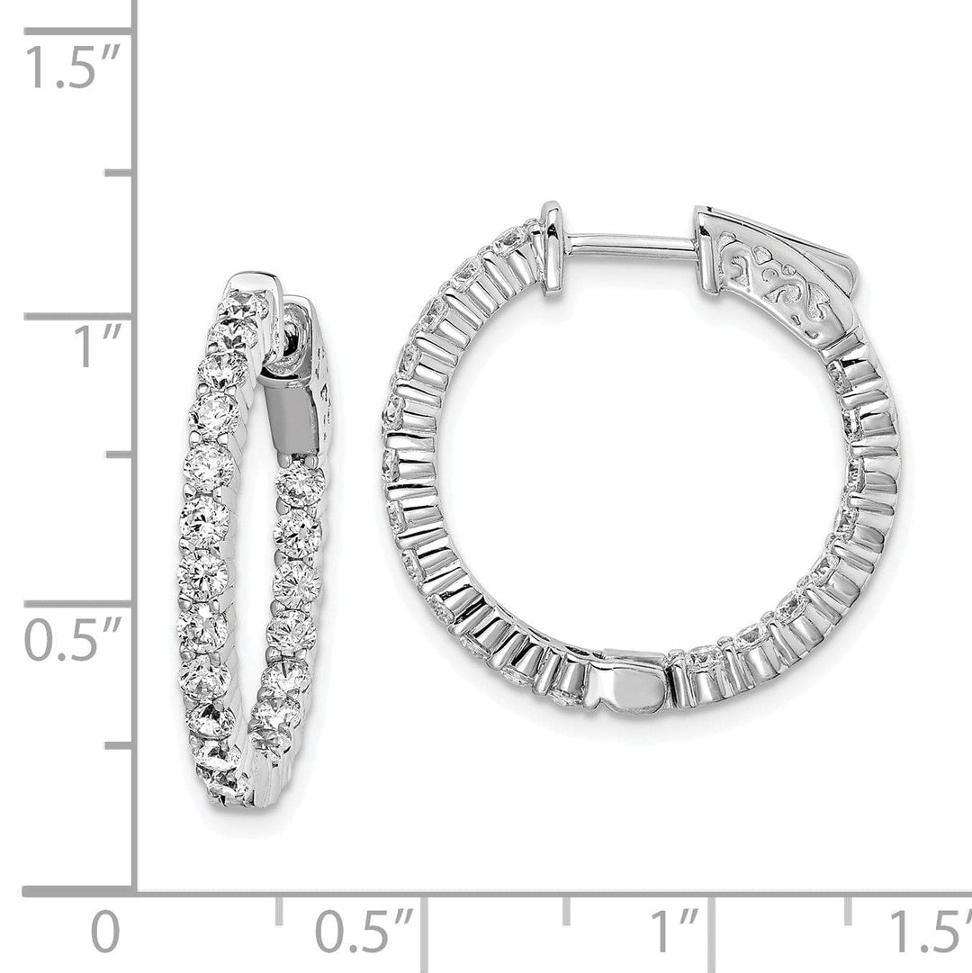 Sterling Shimmer Earrings Sterling Silver 40 Stones Round Hoop Earrings