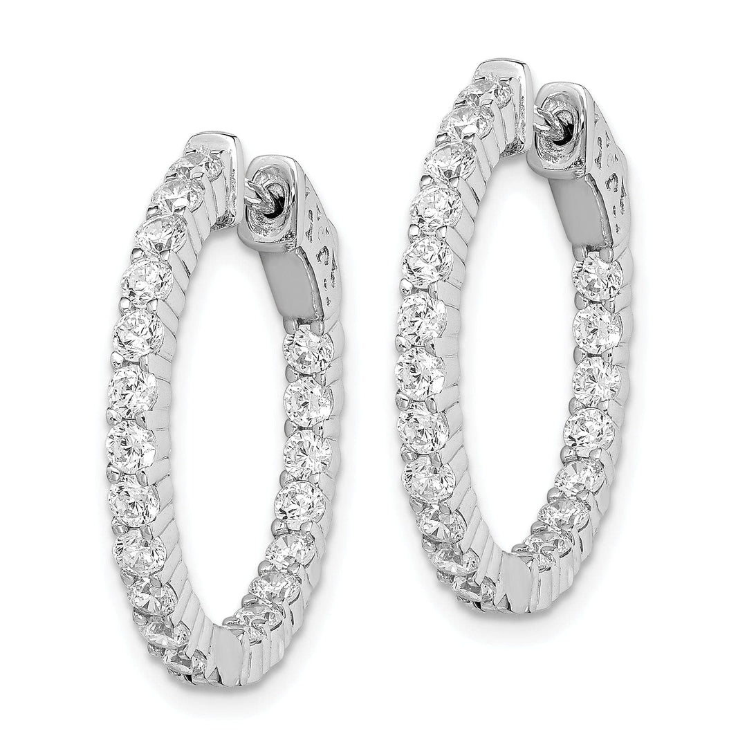 Sterling Shimmer Earrings Sterling Silver 40 Stones Round Hoop Earrings