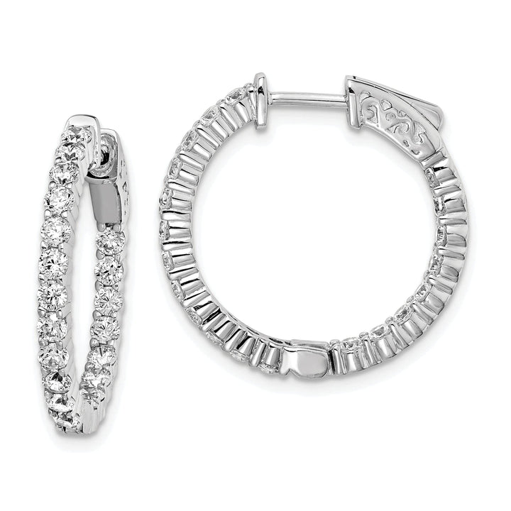 Sterling Shimmer Earrings Sterling Silver 40 Stones Round Hoop Earrings