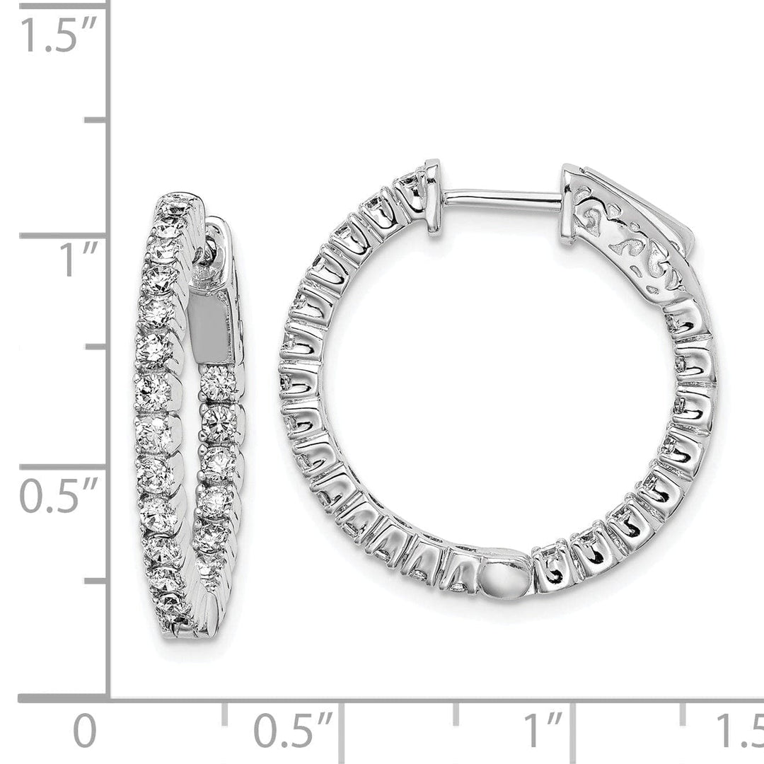 Sterling Shimmer Earrings Sterling Silver 44 Stones Round Hoop Earrings