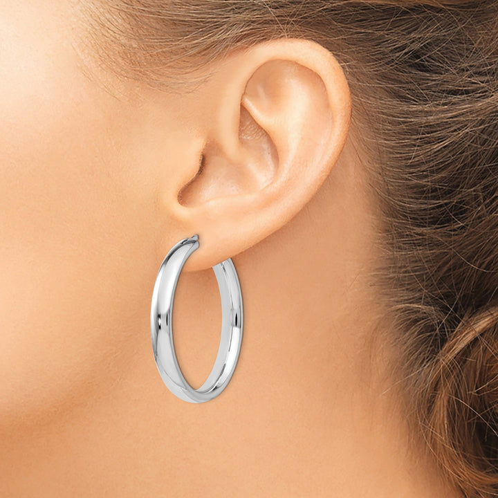 Lovely Rita's Earrings Sterling Silver 5MM Half Round Tube Hoop Earrings