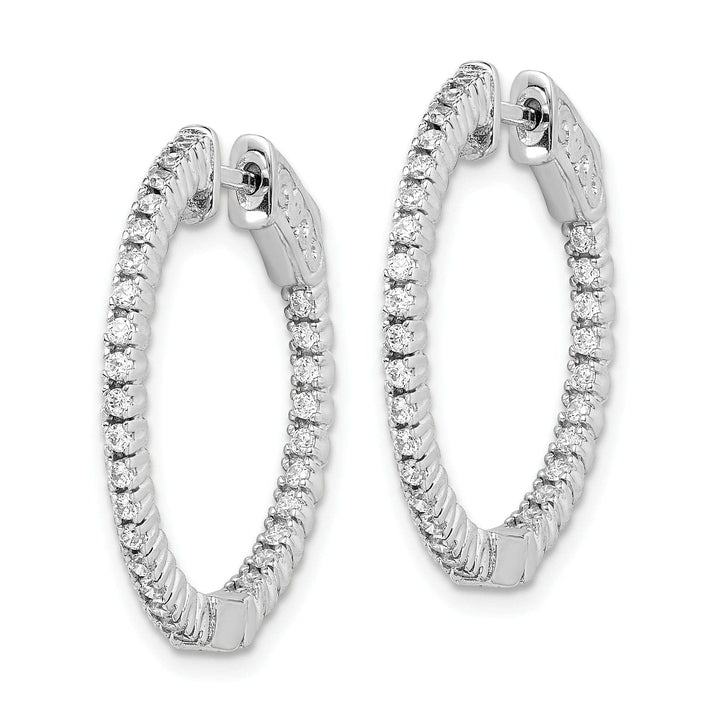 Sterling Shimmer Earrings Sterling Silver 60 Stones Round Hoop Earrings