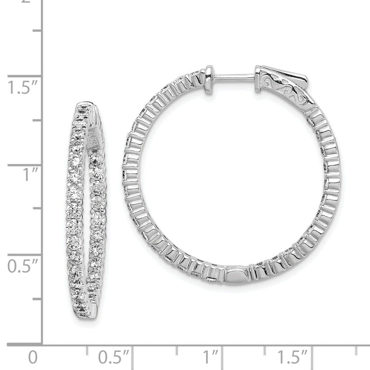 Sterling Shimmer Earrings Sterling Silver 60 Stones Round Hoop Earrings