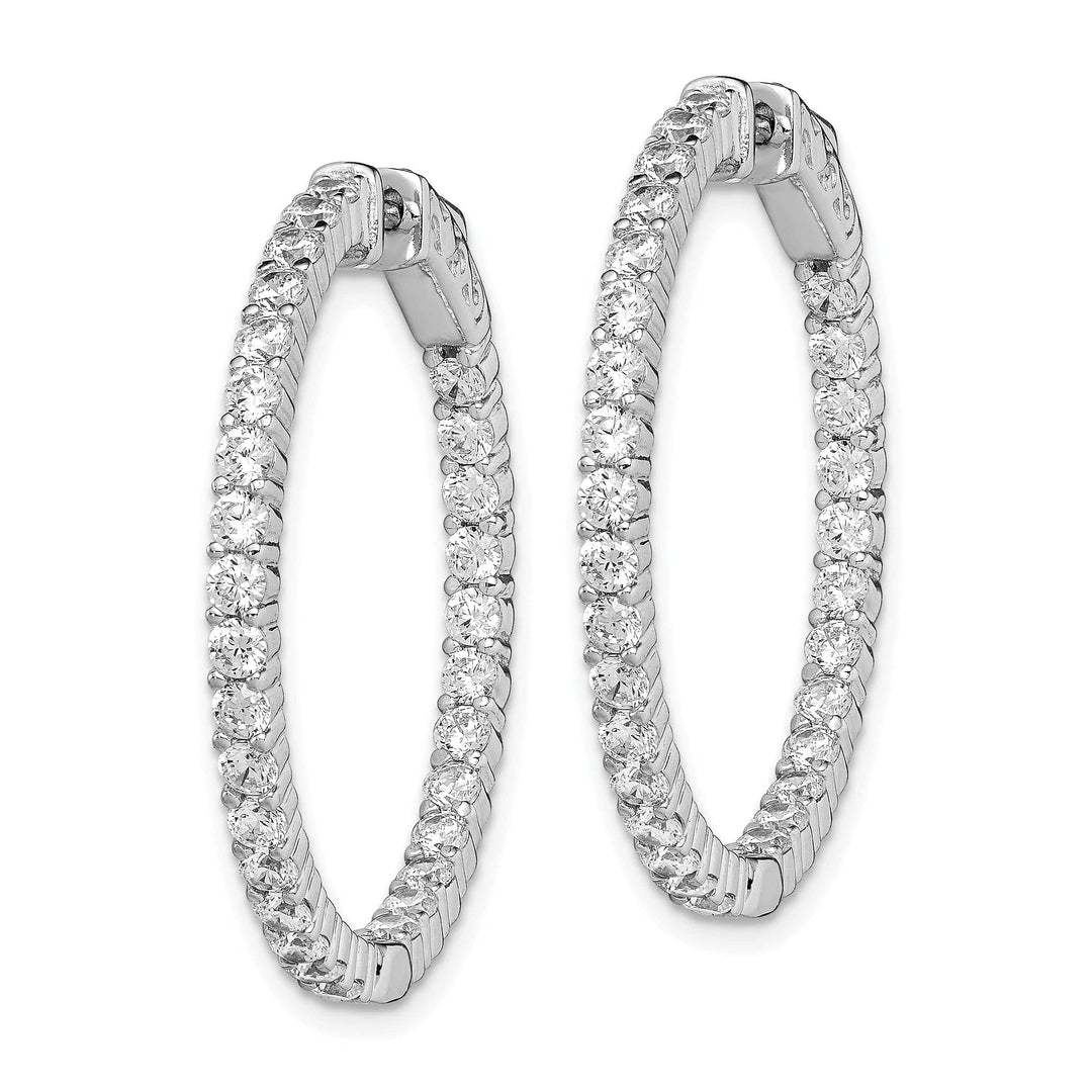 Sterling Shimmer Earrings Sterling Silver 60 Stones Round Hoop Earrings