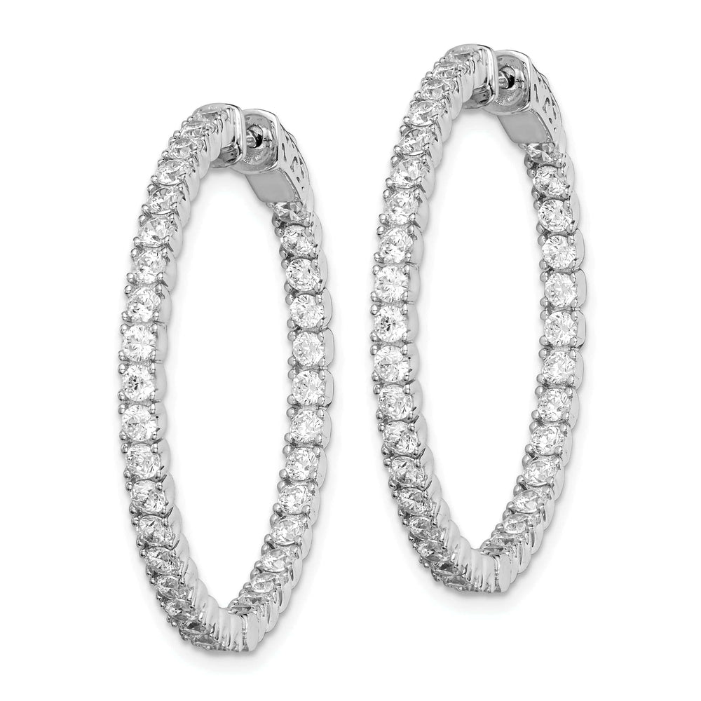 Sterling Shimmer Earrings Sterling Silver 68 Stones Round Hoop Earrings