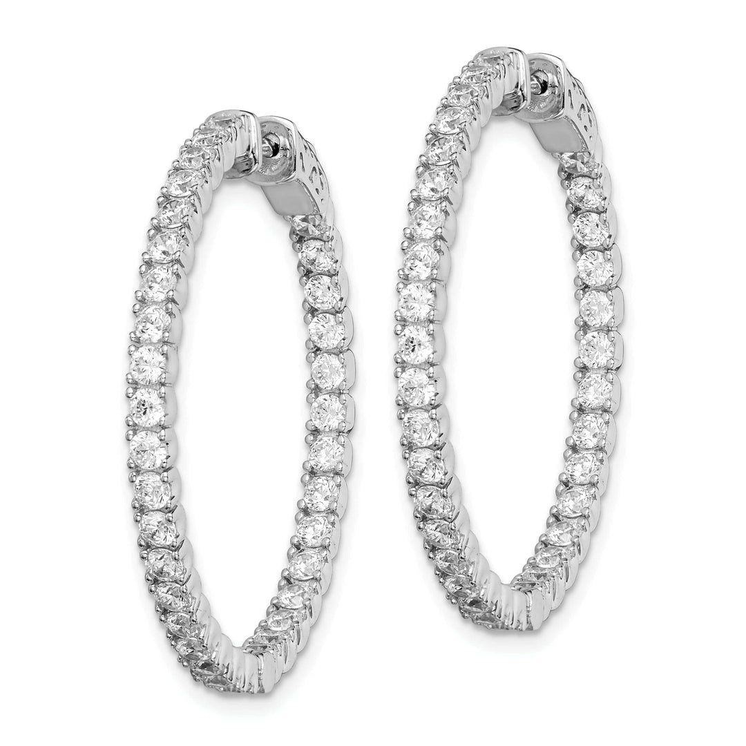 Sterling Shimmer Earrings Sterling Silver 68 Stones Round Hoop Earrings
