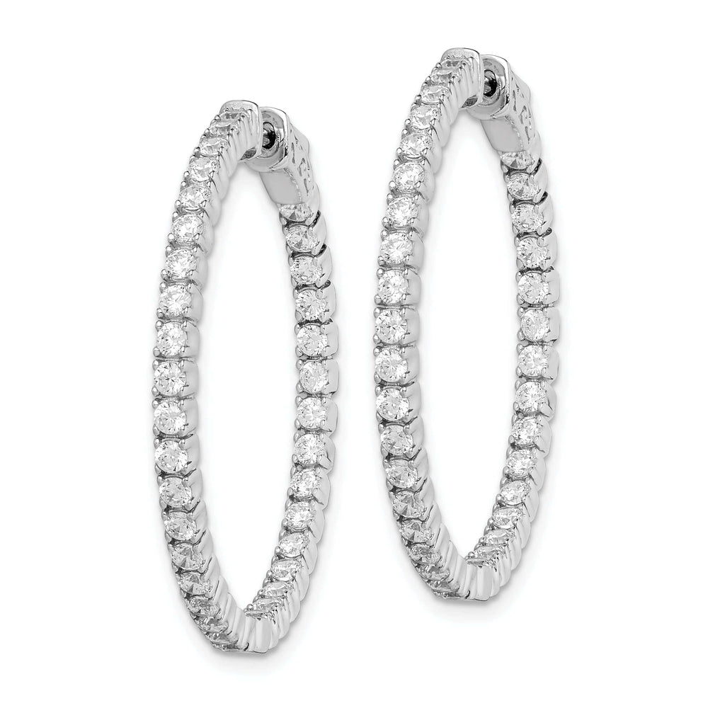 Sterling Shimmer Earrings Sterling Silver 70 Stones Round Hoop Earrings