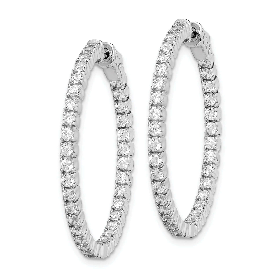Sterling Shimmer Earrings Sterling Silver 70 Stones Round Hoop Earrings