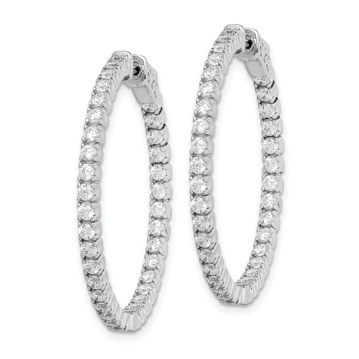 Sterling Shimmer Earrings Sterling Silver 70 Stones Round Hoop Earrings
