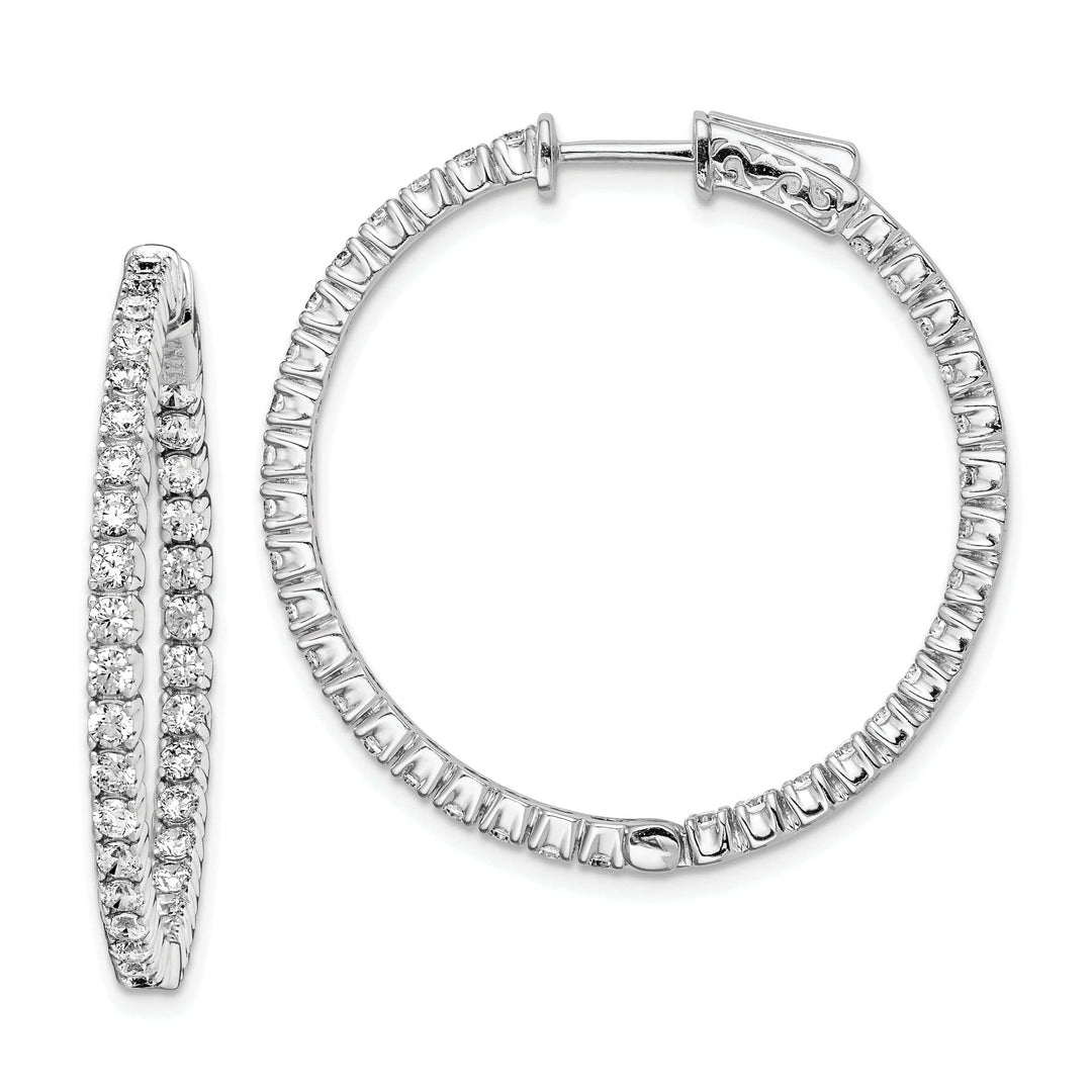 Sterling Shimmer Earrings Sterling Silver 70 Stones Round Hoop Earrings