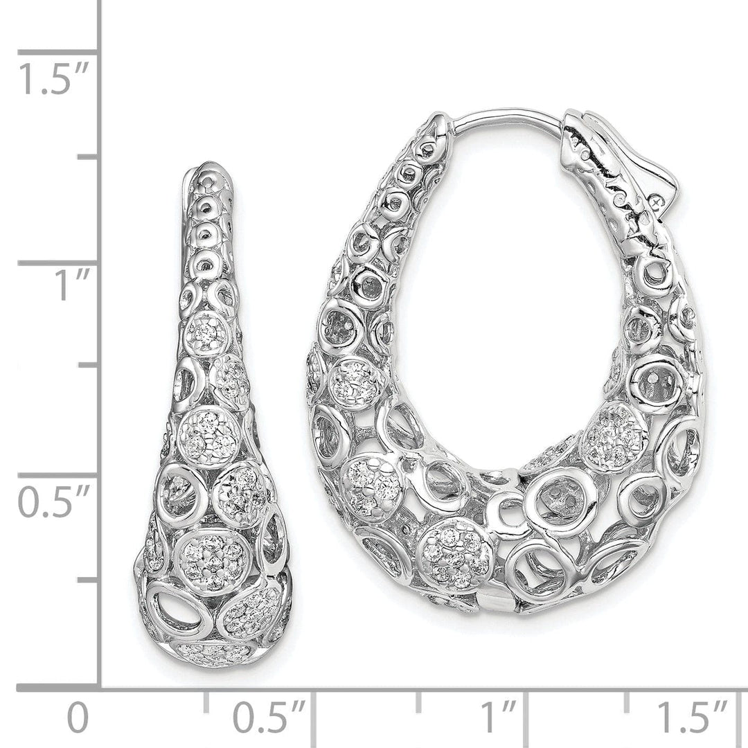 Sterling Shimmer Earrings Sterling Silver Accent Pave Oval Hoop Earrings