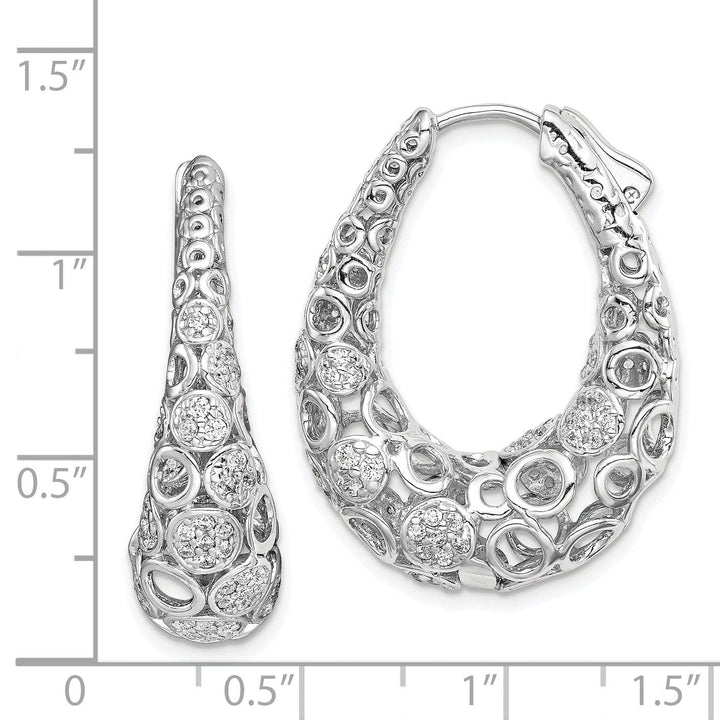 Sterling Shimmer Earrings Sterling Silver Accent Pave Oval Hoop Earrings