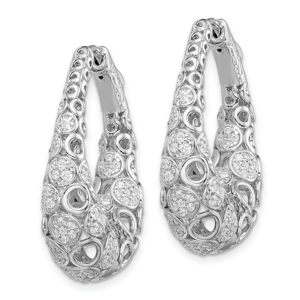 Sterling Shimmer Earrings Sterling Silver Accent Pave Oval Hoop Earrings
