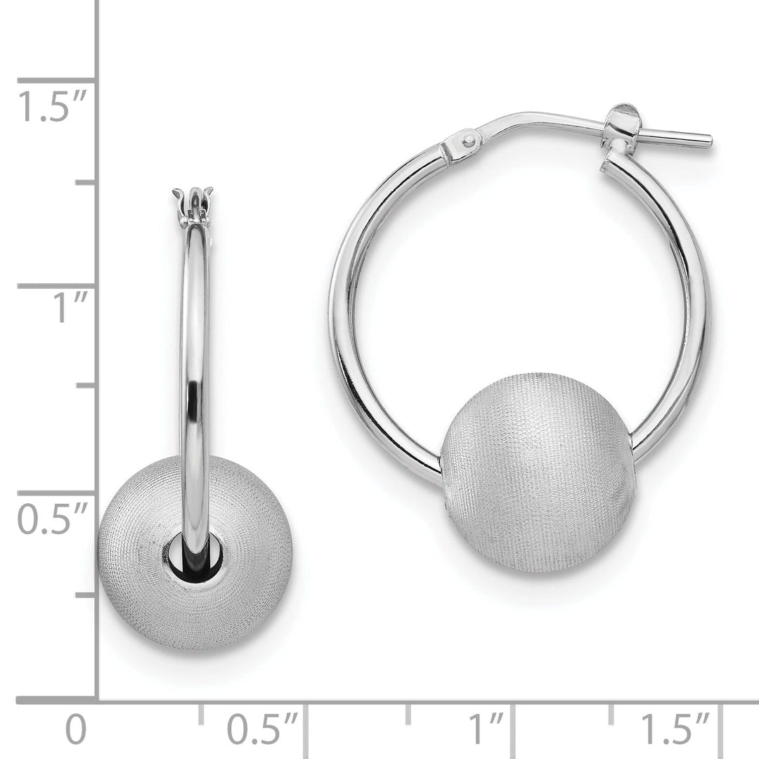 Lovely Rita's Earrings Sterling Silver Brushed Polished Bead Hoop Earrings