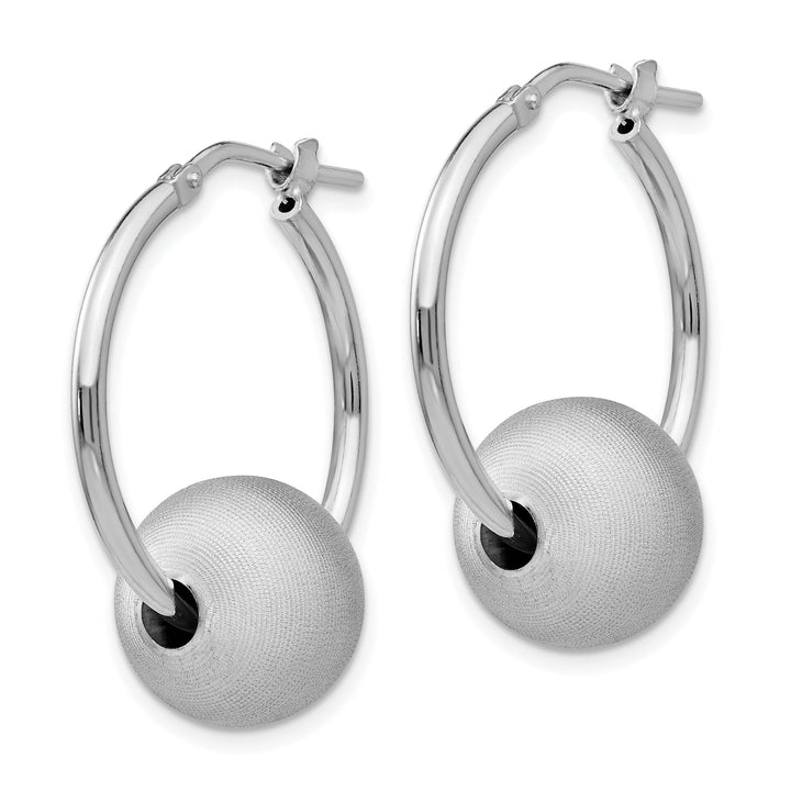 Lovely Rita's Earrings Sterling Silver Brushed Polished Bead Hoop Earrings