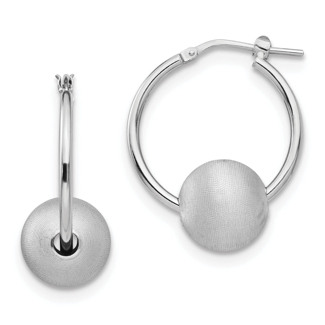 Lovely Rita's Earrings Sterling Silver Brushed Polished Bead Hoop Earrings