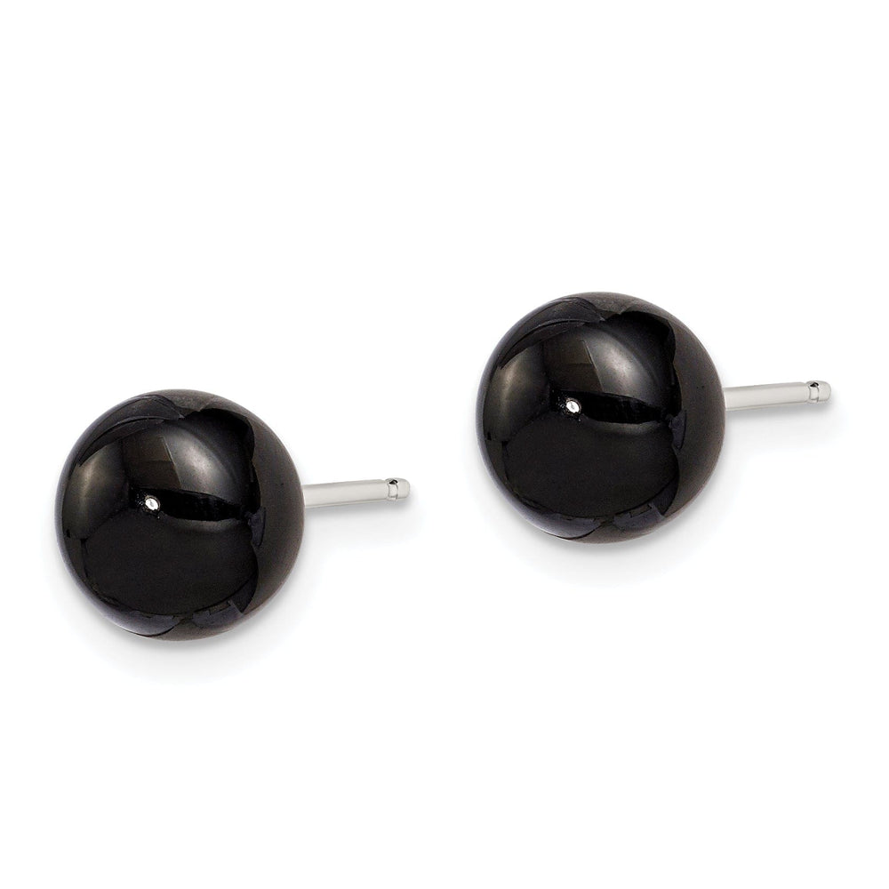 Lovely Rita's Earrings Sterling Silver Button Black Agate Post Earring