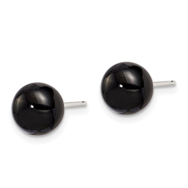 Lovely Rita's Earrings Sterling Silver Button Black Agate Post Earring