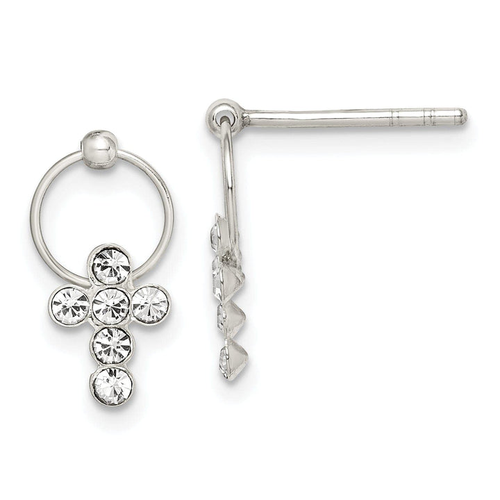 Lovely Rita's Earrings Sterling Silver C.Z Cross Mini Dangle Earrings