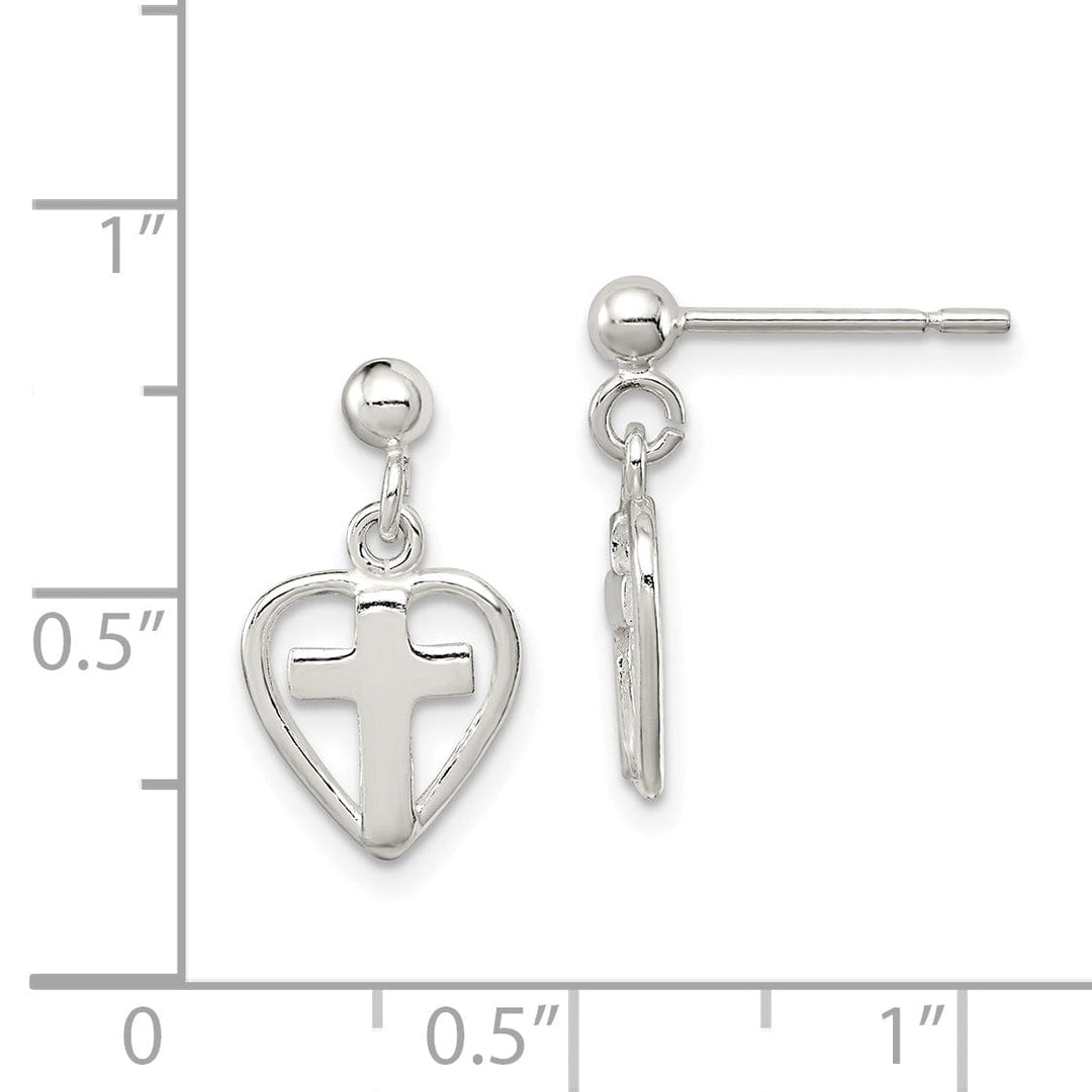 Lovely Rita's Earrings Sterling Silver Cross in Heart Earrings