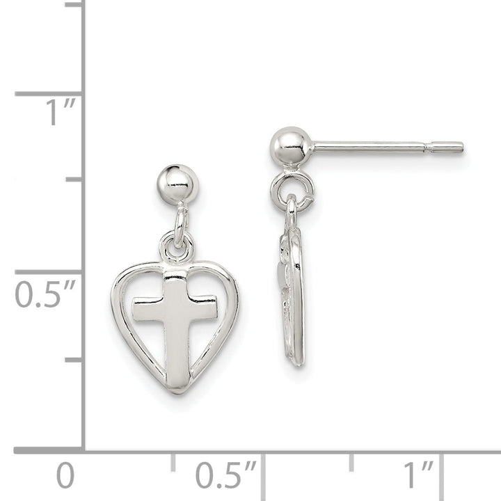 Lovely Rita's Earrings Sterling Silver Cross in Heart Earrings