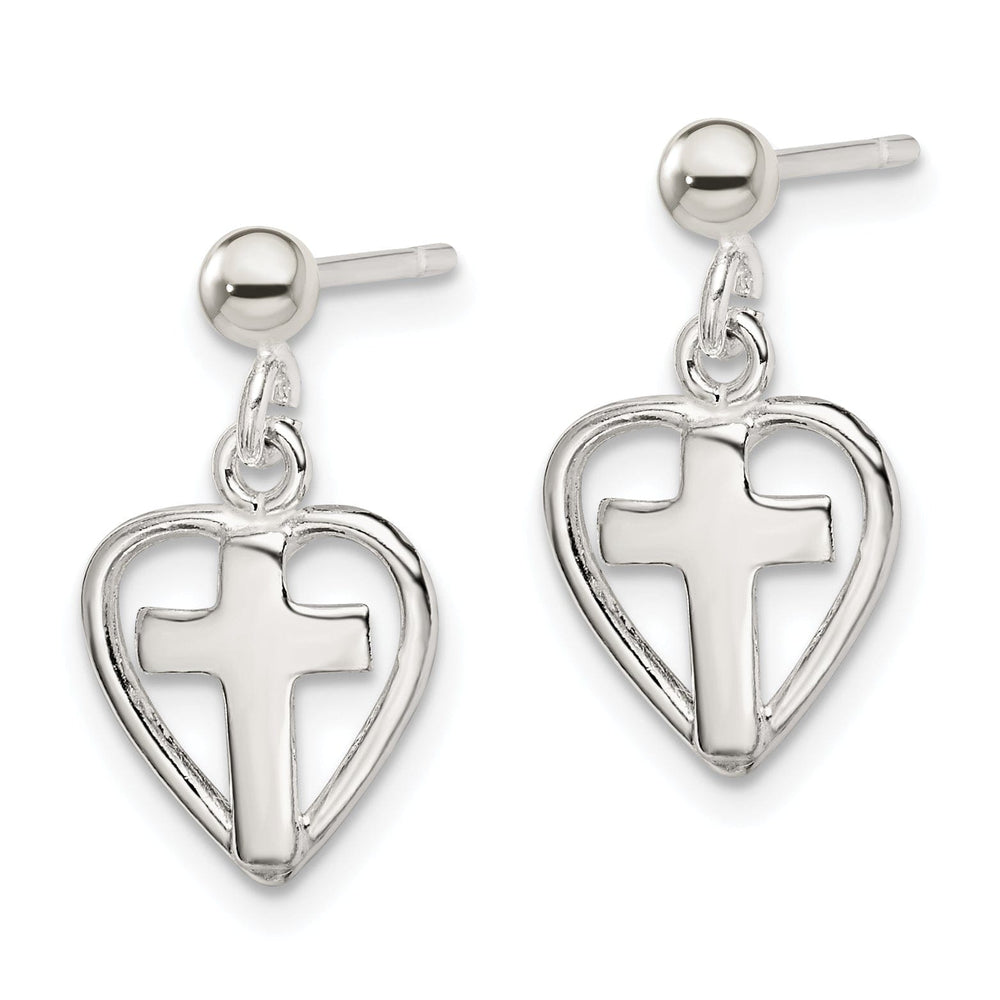 Lovely Rita's Earrings Sterling Silver Cross in Heart Earrings