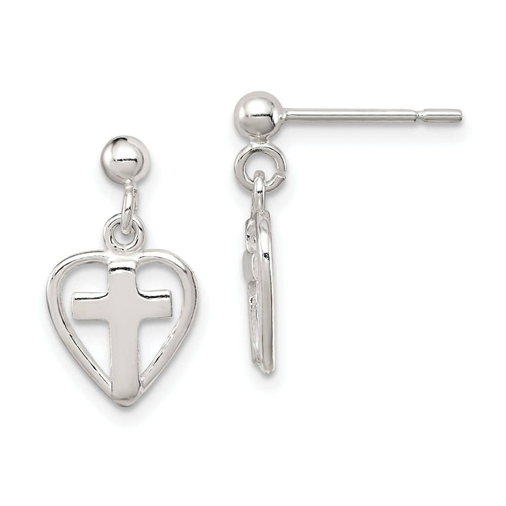 Lovely Rita's Earrings Sterling Silver Cross in Heart Earrings