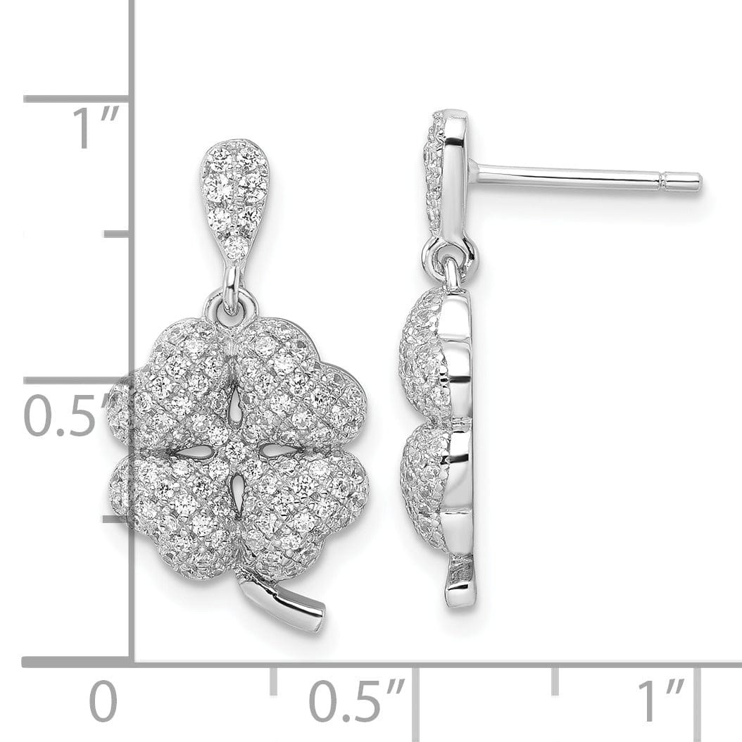 Brilliant Embers Earrings Sterling Silver Cubic Zirconia Clover Earrings