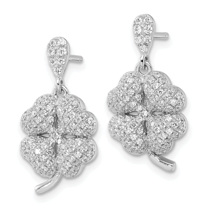 Brilliant Embers Earrings Sterling Silver Cubic Zirconia Clover Earrings