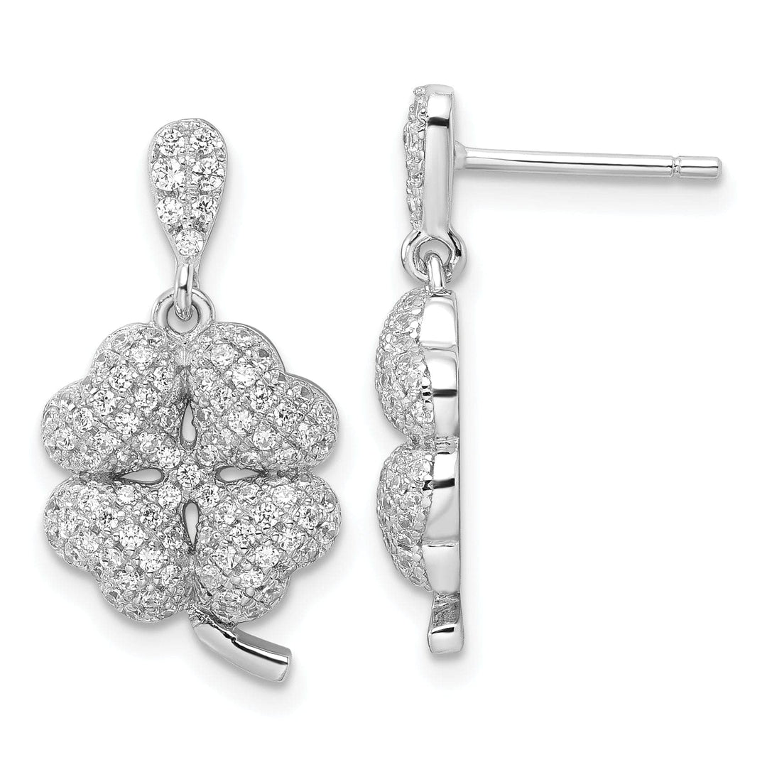 Brilliant Embers Earrings Sterling Silver Cubic Zirconia Clover Earrings