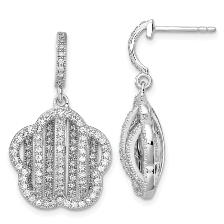 Brilliant Embers Earrings Sterling Silver Cubic Zirconia Flower Earrings