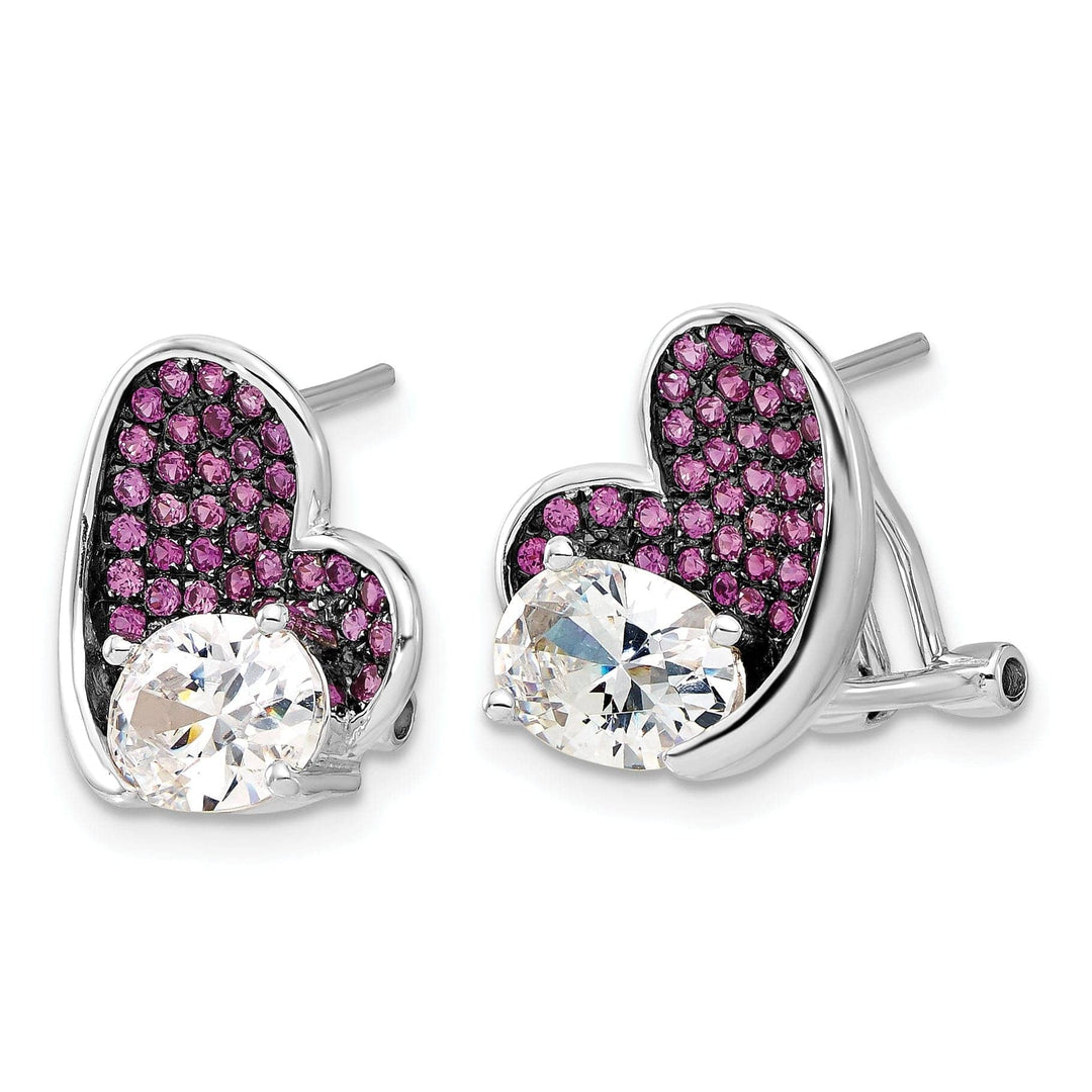 Brilliant Embers Earrings Sterling Silver Cubic Zirconia Heart Earrings