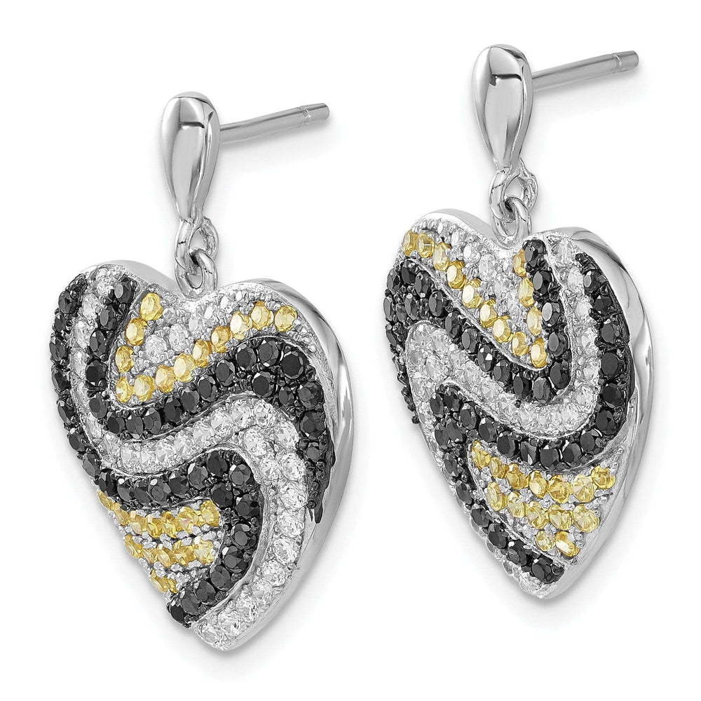 Brilliant Embers Earrings Sterling Silver Cubic Zirconia Heart Earrings