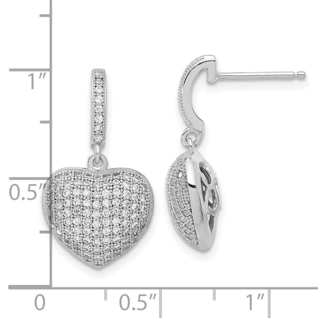 Lovely Rita's Earrings Sterling Silver Cubic Zirconia Heart Earrings