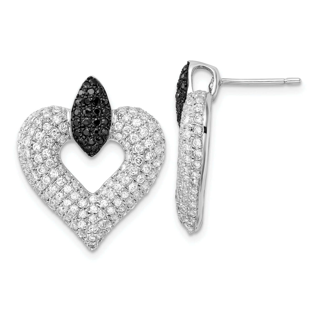 Brilliant Embers Earrings Sterling Silver Cubic Zirconia Heart Earrings
