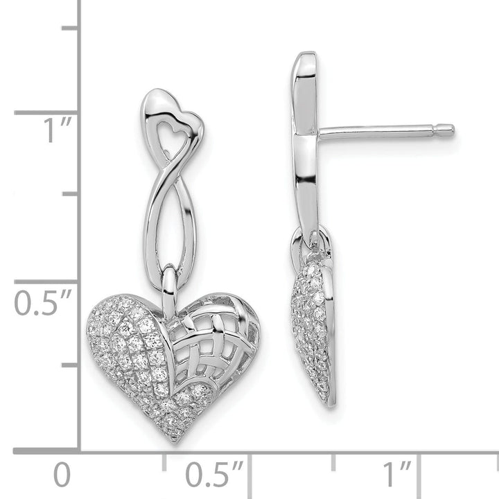 Brilliant Embers Earrings Sterling Silver Cubic Zirconia Heart Earrings