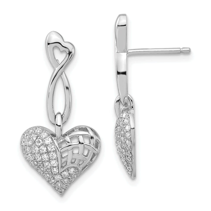 Brilliant Embers Earrings Sterling Silver Cubic Zirconia Heart Earrings