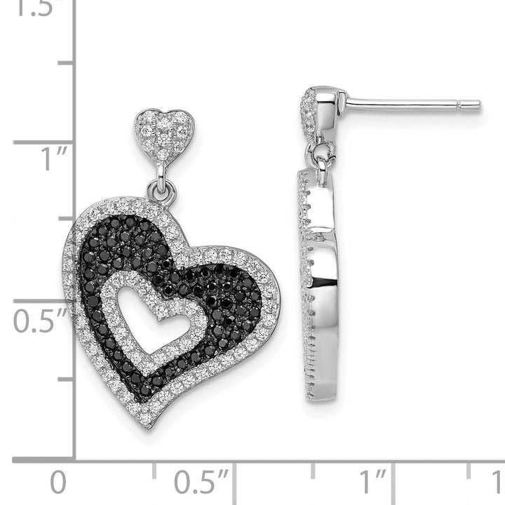 Brilliant Embers Earrings Sterling Silver Cubic Zirconia Heart Earrings