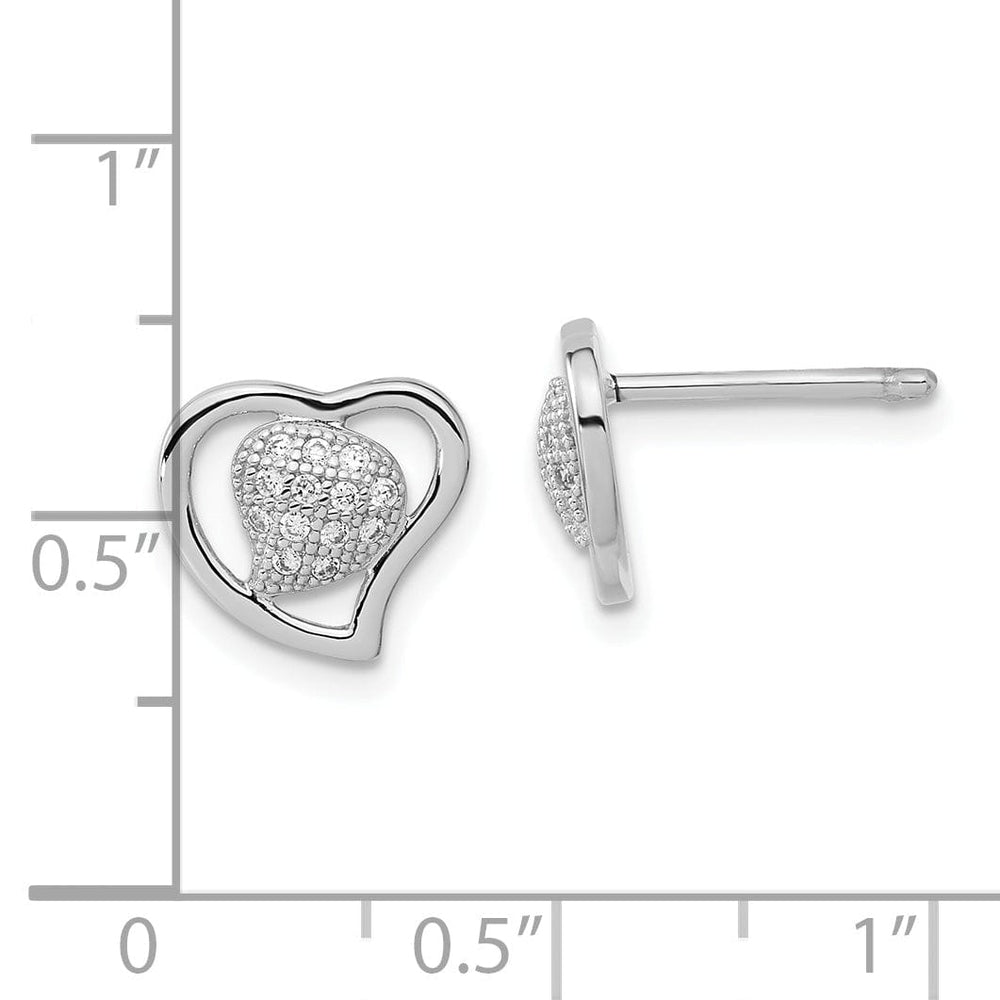 Lovely Rita's Earrings Sterling Silver Cubic Zirconia Heart Earrings