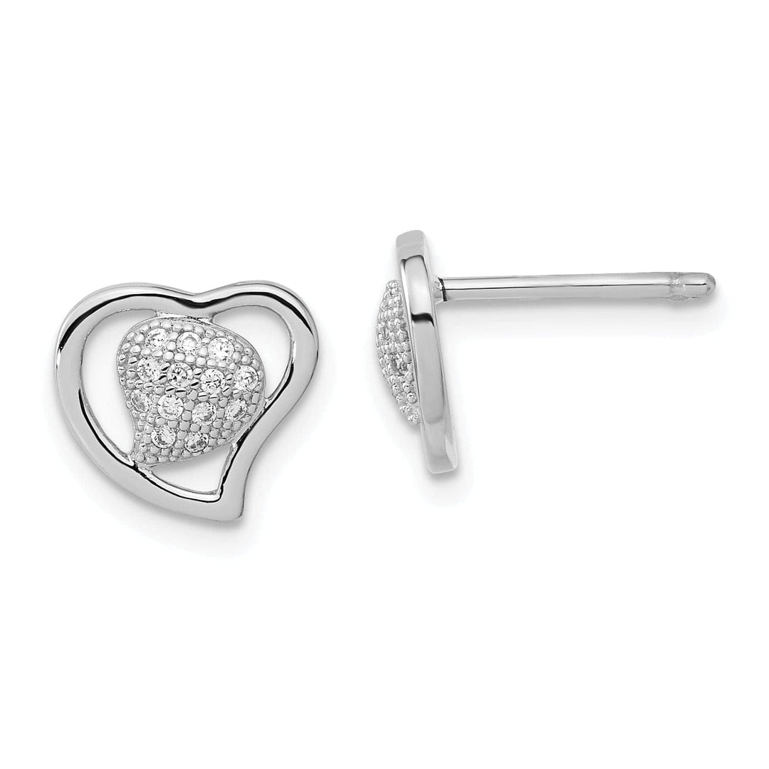 Lovely Rita's Earrings Sterling Silver Cubic Zirconia Heart Earrings
