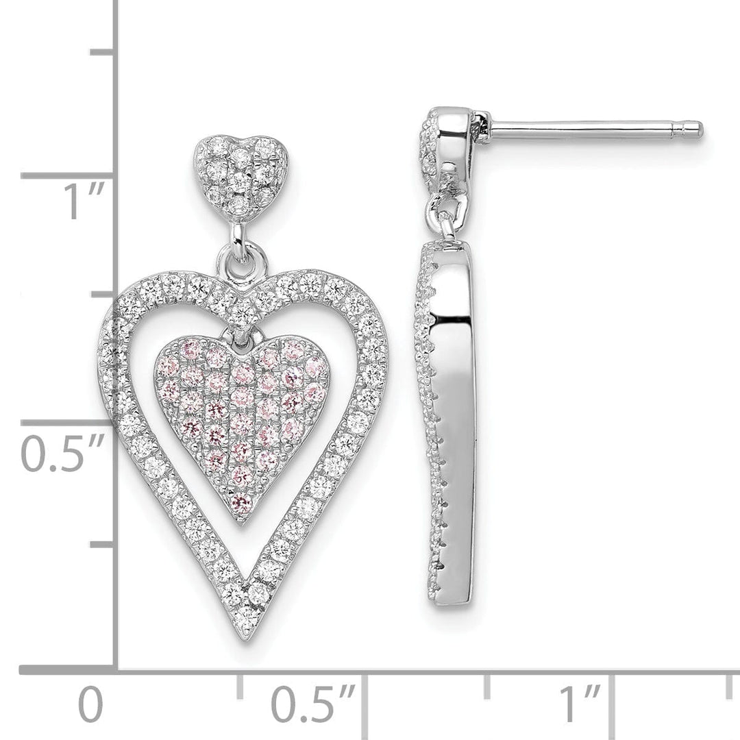 Lovely Rita's Earrings Sterling Silver Cubic Zirconia Heart Earrings