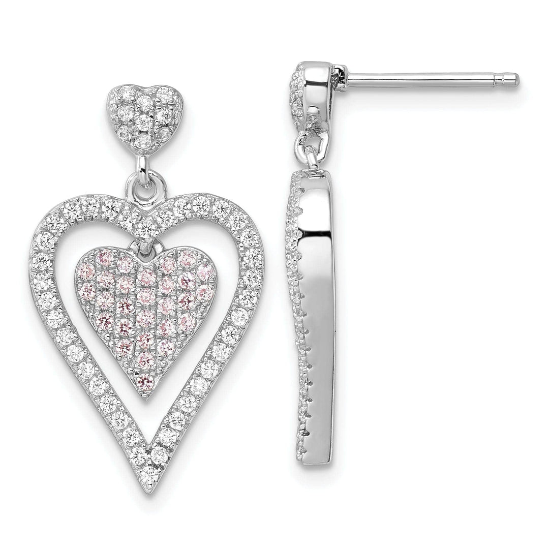 Lovely Rita's Earrings Sterling Silver Cubic Zirconia Heart Earrings