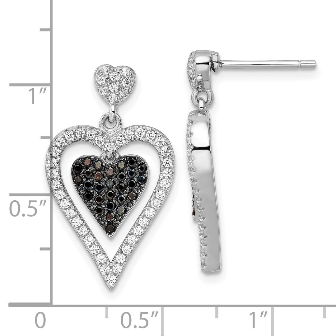 Brilliant Embers Earrings Sterling Silver Cubic Zirconia Heart Earrings