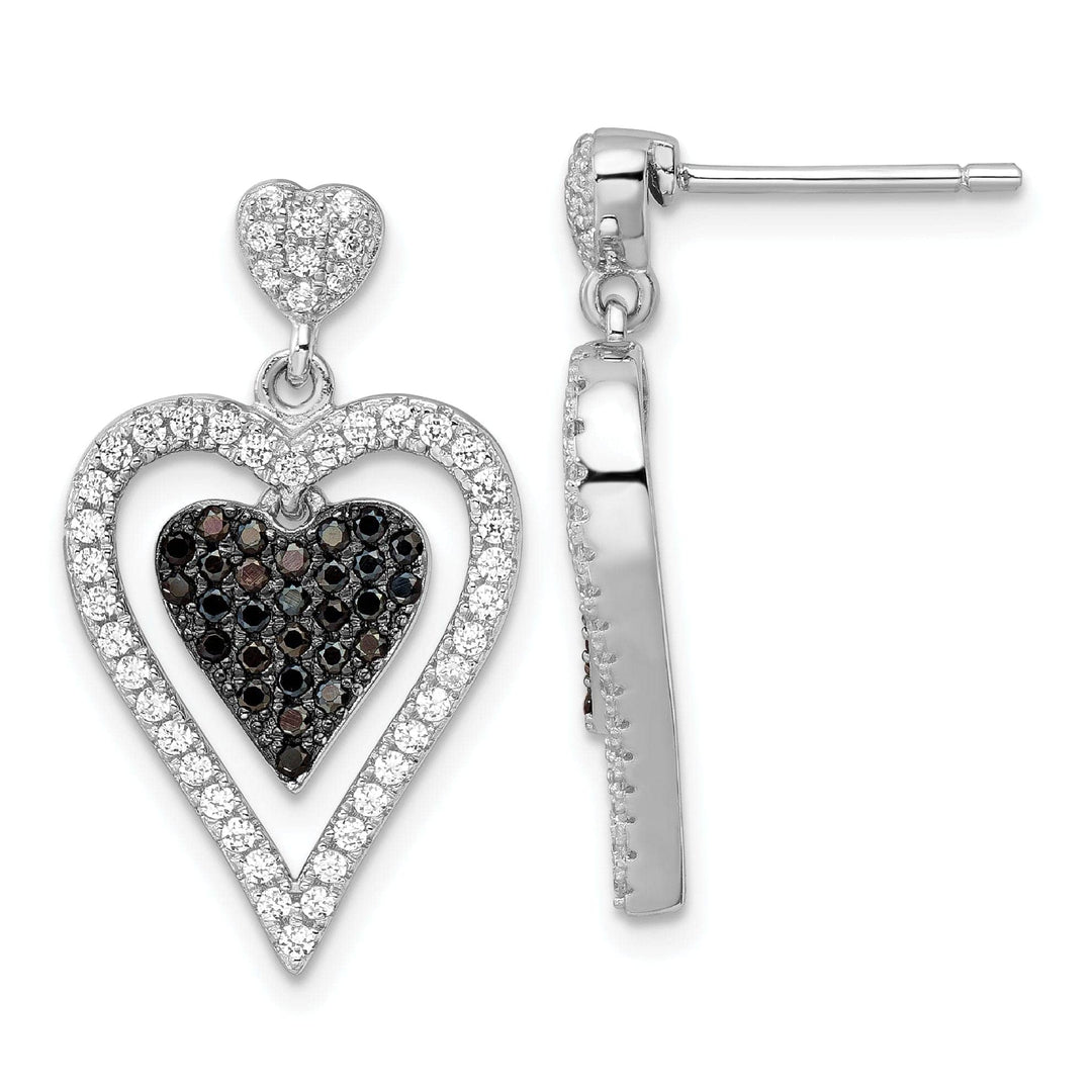 Brilliant Embers Earrings Sterling Silver Cubic Zirconia Heart Earrings