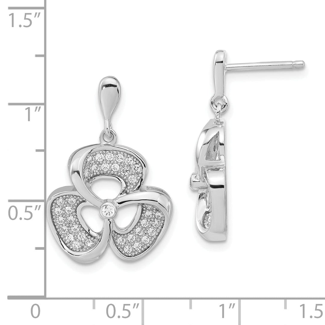 Celtic Earrings Sterling Silver Cubic Zirconia Post Earrings
