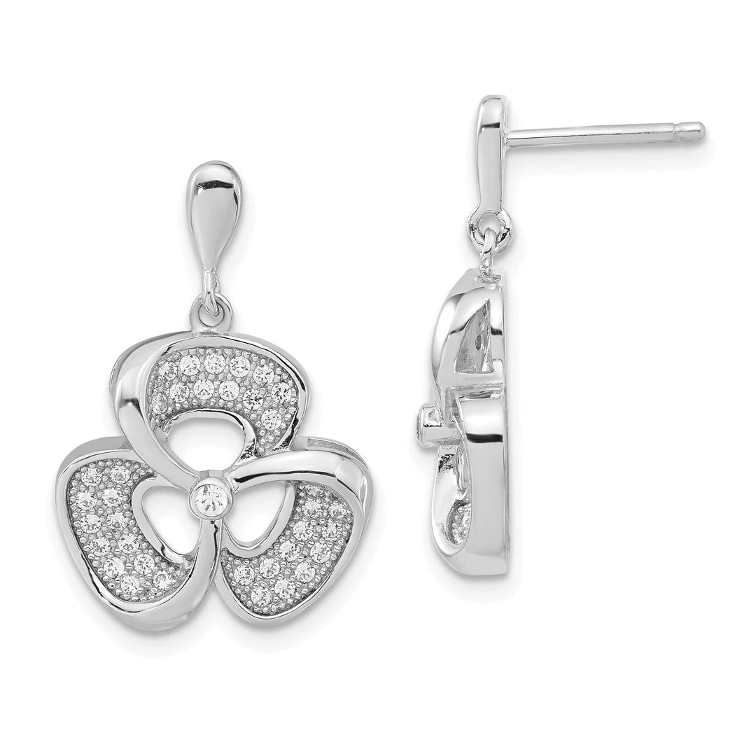 Celtic Earrings Sterling Silver Cubic Zirconia Post Earrings
