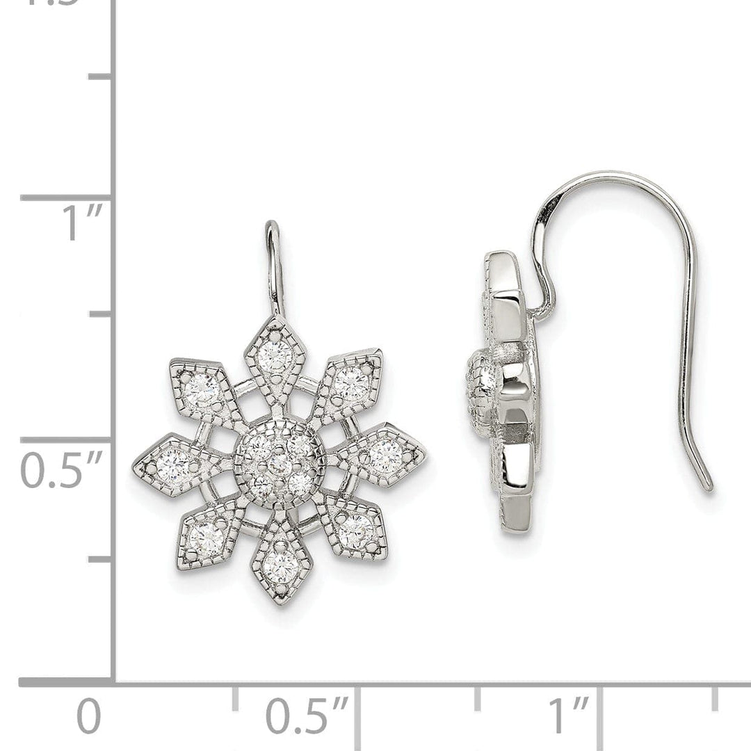 Lovely Rita's Earrings Sterling Silver Cubic Zirconia Snowflake Earrings
