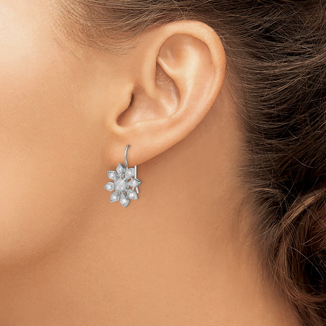 Lovely Rita's Earrings Sterling Silver Cubic Zirconia Snowflake Earrings