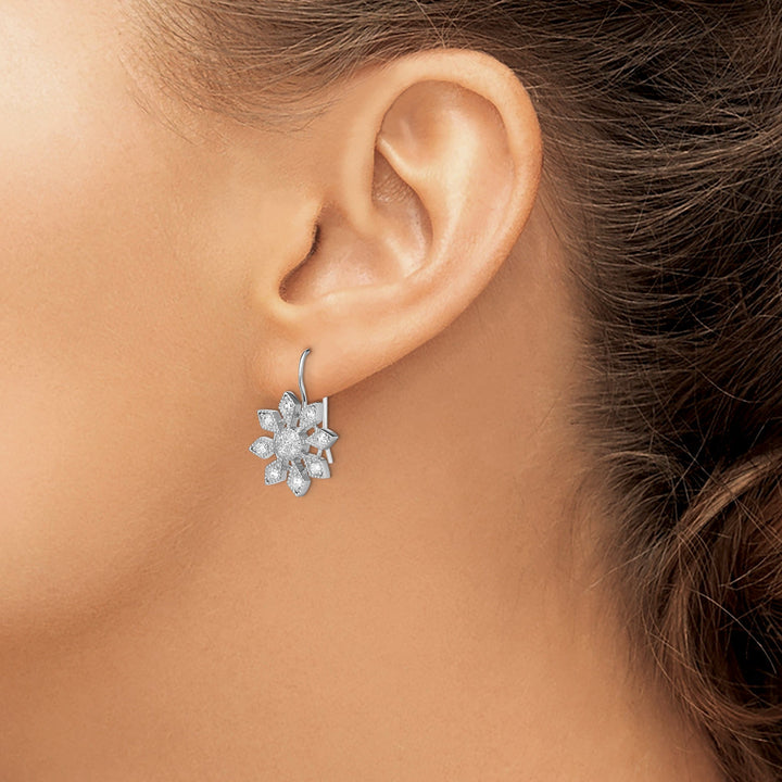 Lovely Rita's Earrings Sterling Silver Cubic Zirconia Snowflake Earrings