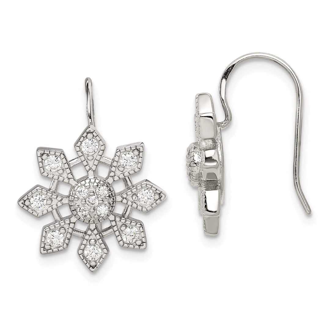 Lovely Rita's Earrings Sterling Silver Cubic Zirconia Snowflake Earrings